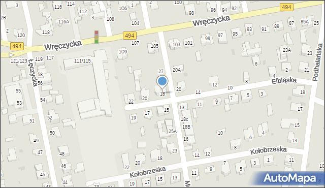 Częstochowa, Elbląska, 18, mapa Częstochowy