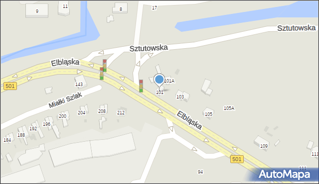 Gdańsk, Elbląska, 101, mapa Gdańska