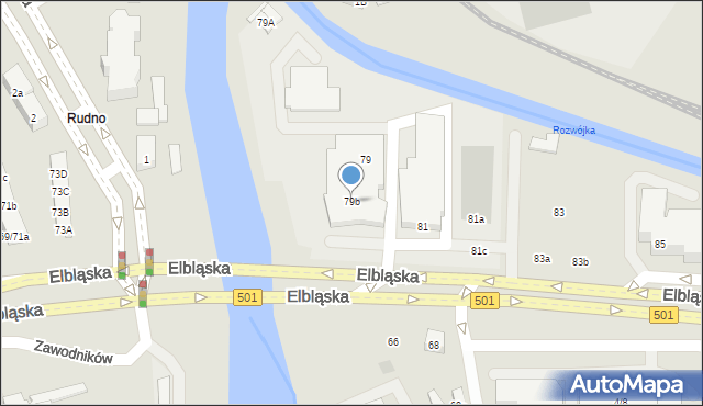 Gdańsk, Elbląska, 79b, mapa Gdańska