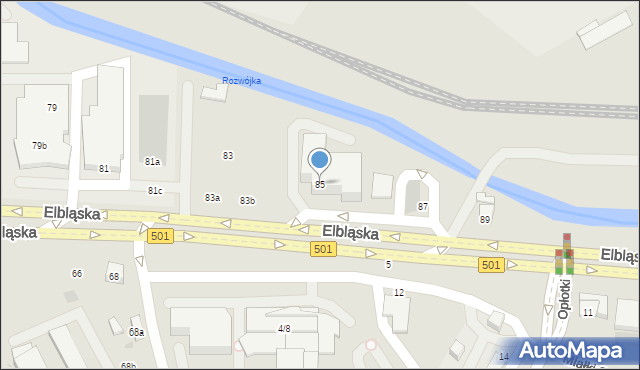 Gdańsk, Elbląska, 85, mapa Gdańska