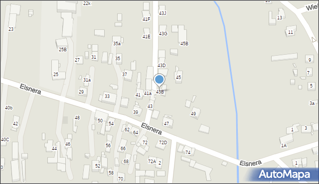 Gliwice, Elsnera Józefa, 43B, mapa Gliwic