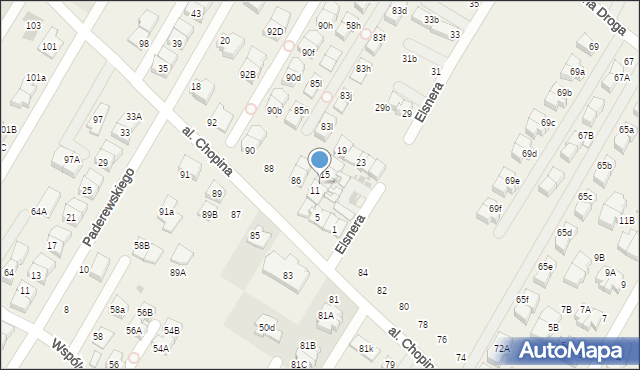 Łomianki Dolne, Elsnera Józefa, 13, mapa Łomianki Dolne