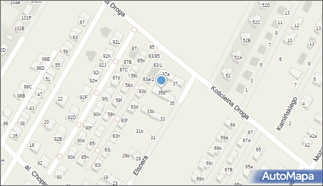 Łomianki Dolne, Elsnera Józefa, 35b, mapa Łomianki Dolne