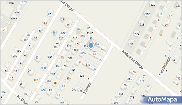 Łomianki Dolne, Elsnera Józefa, 35c, mapa Łomianki Dolne