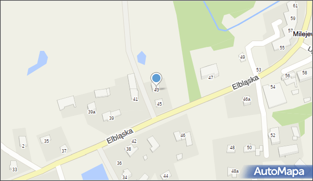 Milejewo, Elbląska, 43, mapa Milejewo