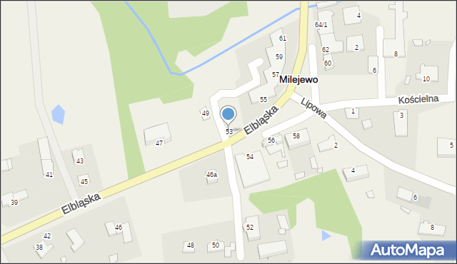 Milejewo, Elbląska, 53, mapa Milejewo