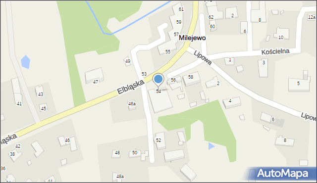 Milejewo, Elbląska, 54, mapa Milejewo