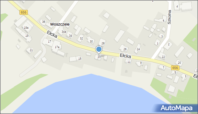 Woszczele, Ełcka, 13, mapa Woszczele