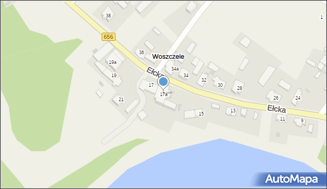 Woszczele, Ełcka, 17a, mapa Woszczele