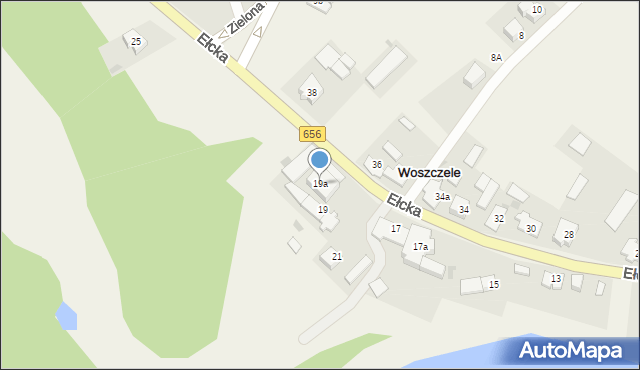 Woszczele, Ełcka, 19a, mapa Woszczele