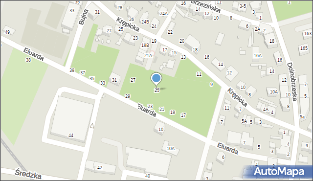 Wrocław, Eluarda Pawła, 25, mapa Wrocławia