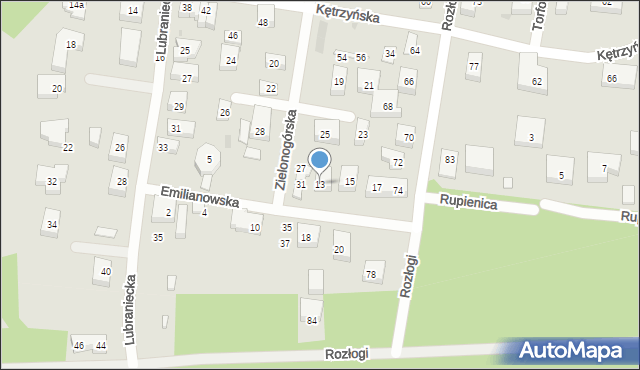 Bydgoszcz, Emilianowska, 13, mapa Bydgoszczy