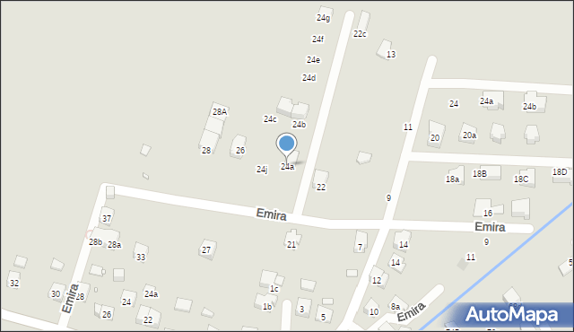 Kraków, Emira, por., 24a, mapa Krakowa