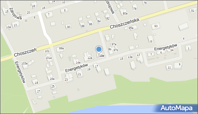 Drawno, Energetyków, 10b, mapa Drawno