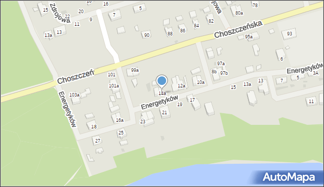Drawno, Energetyków, 14a, mapa Drawno