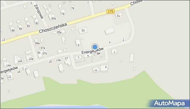 Drawno, Energetyków, 3B, mapa Drawno