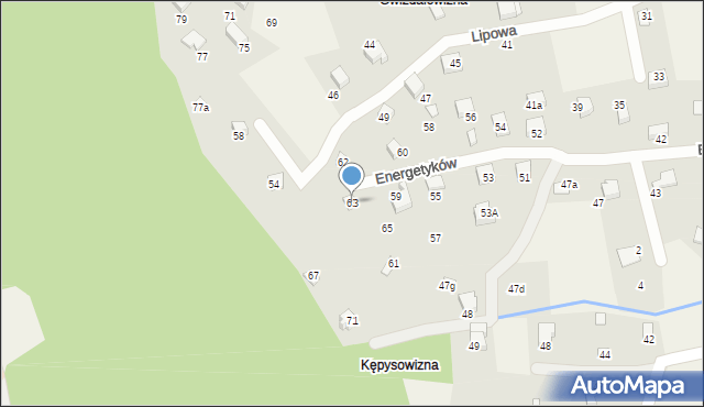 Meszna, Energetyków, 63, mapa Meszna