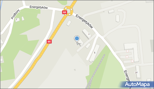 Skawina, Energetyków, 3, mapa Skawina