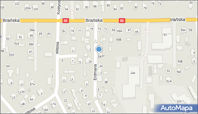 Bielsk Podlaski, Erdmana Alfonsa, 1A, mapa Bielsk Podlaski
