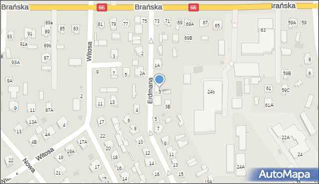 Bielsk Podlaski, Erdmana Alfonsa, 3, mapa Bielsk Podlaski