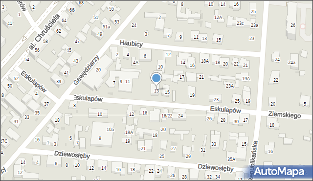 Warszawa, Eskulapów, 13, mapa Warszawy