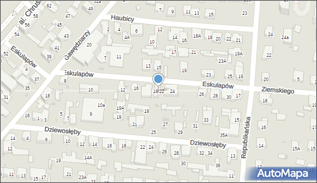 Warszawa, Eskulapów, 18/22, mapa Warszawy