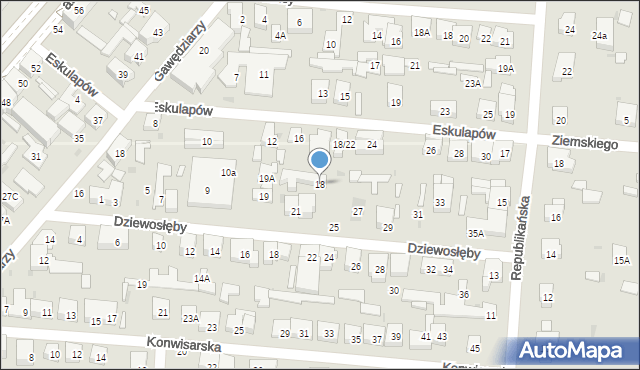 Warszawa, Eskulapów, 18, mapa Warszawy