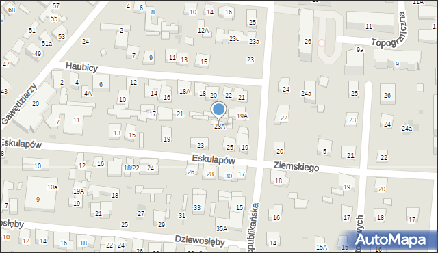 Warszawa, Eskulapów, 23A, mapa Warszawy