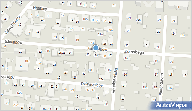 Warszawa, Eskulapów, 28, mapa Warszawy