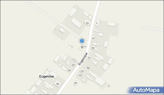 Eugeniów, Eugeniów, 58, mapa Eugeniów