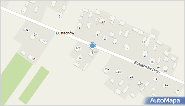 Eustachów, Eustachów Duży, 9, mapa Eustachów