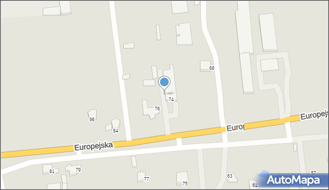 Konin, Europejska, 74a, mapa Konina