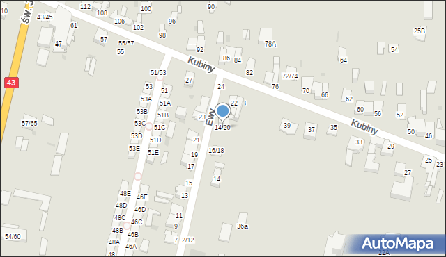 Częstochowa, Ewy, 14/20, mapa Częstochowy