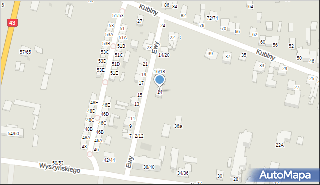 Częstochowa, Ewy, 14, mapa Częstochowy