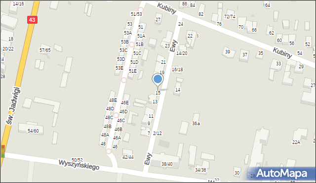 Częstochowa, Ewy, 15/17, mapa Częstochowy