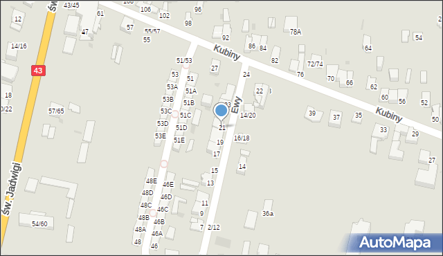 Częstochowa, Ewy, 21, mapa Częstochowy