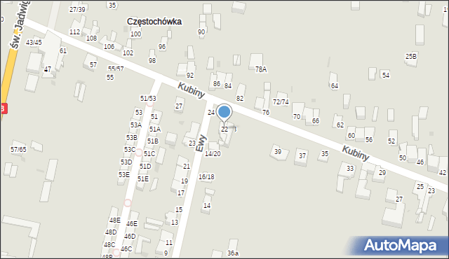 Częstochowa, Ewy, 22, mapa Częstochowy