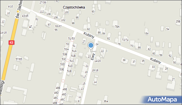 Częstochowa, Ewy, 25, mapa Częstochowy