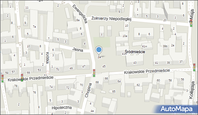 Lublin, Ewangelicka, 1a, mapa Lublina