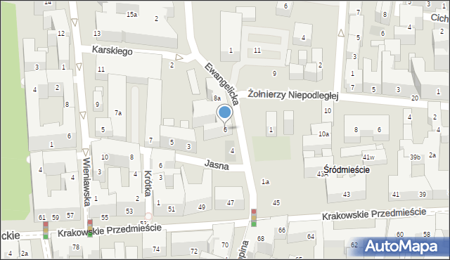 Lublin, Ewangelicka, 6, mapa Lublina