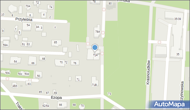 Warszawa, Ezopa, 71A, mapa Warszawy