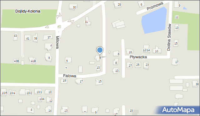 Białystok, Falowa, 8, mapa Białegostoku