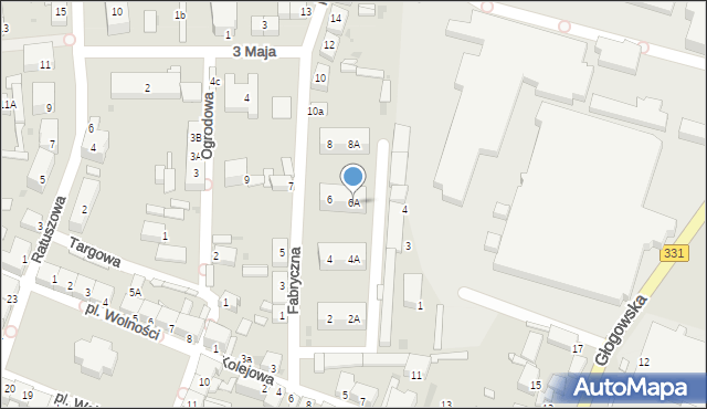 Chocianów, Fabryczna, 6A, mapa Chocianów