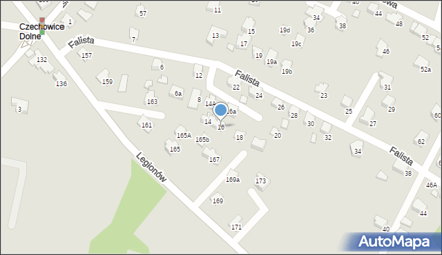 Czechowice-Dziedzice, Falista, 16, mapa Czechowic-Dziedzic