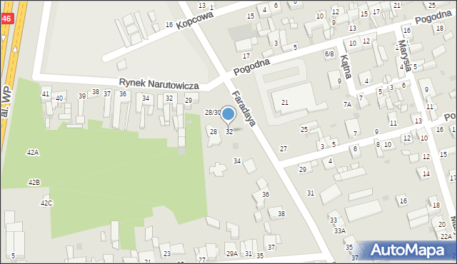 Częstochowa, Faradaya Michaela, 32, mapa Częstochowy