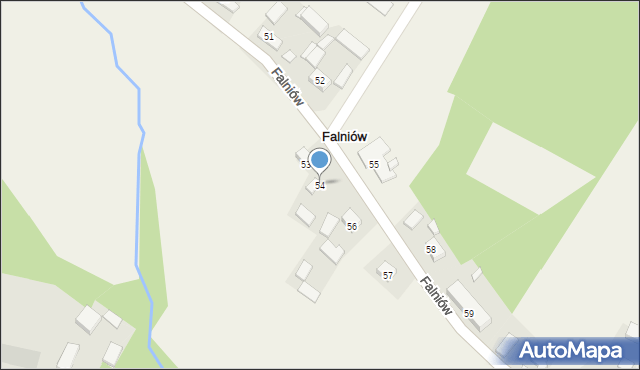 Falniów, Falniów, 54, mapa Falniów