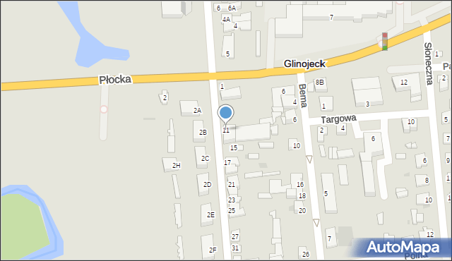 Glinojeck, Fabryczna, 11, mapa Glinojeck