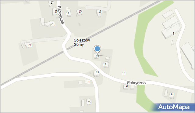 Goleszów, Fabryczna, 14, mapa Goleszów