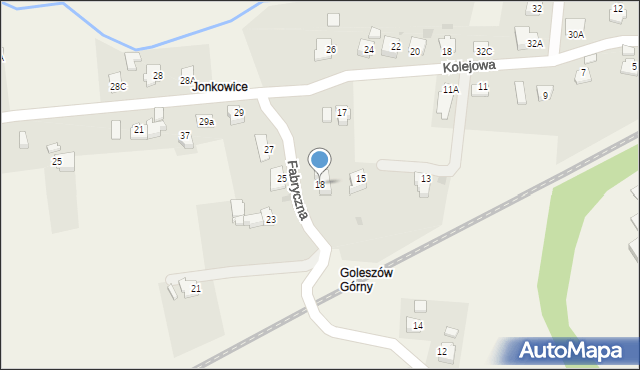 Goleszów, Fabryczna, 18, mapa Goleszów