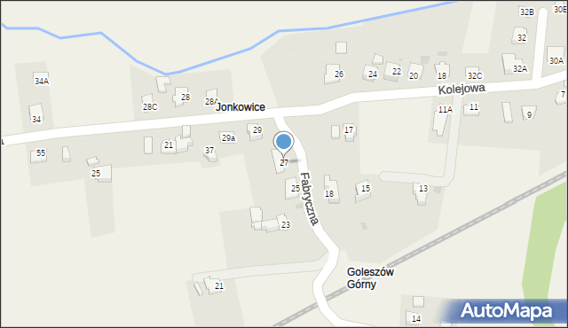 Goleszów, Fabryczna, 27, mapa Goleszów